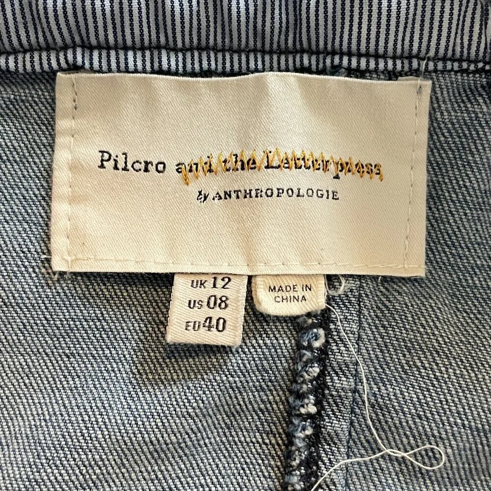 Anthropologie Pilcro and the Letterpress Denim Overall Jumpsuit Size 8 - Picture 3 of 13